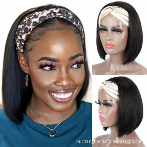 Full Cuticle Curly Headband Wigs Human Hair GlueLess None Lace 10A Virgin Peruvian Head Band Human Hair Wigs